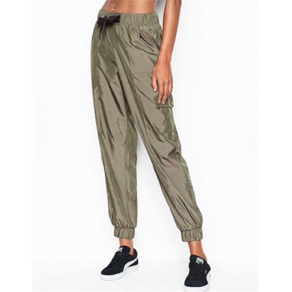 Victoria Secret Sport Tie Jogger Pants NWT Cargo pockets Green SMALL $69.50